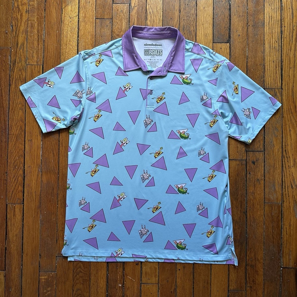 RSVLTS Breakfast Balls The Rocko's Modern Polo Shirt Men L Golf Nickelodeon Prep